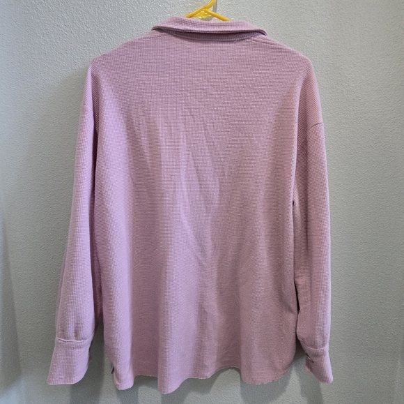 Pink waffle material long sleeved  button up shirt size medium - Picture 3 of 5